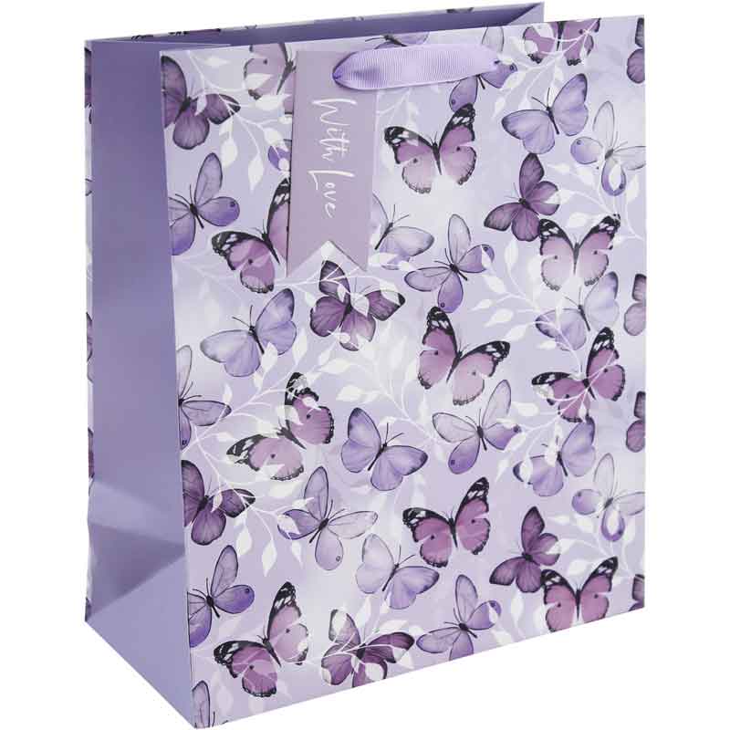PURPLE BUTTERFLIES LARGE GIFT BAG 6S