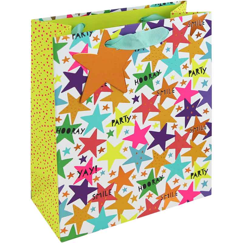TEXT STARS MEDIUM GIFT BAG 6S