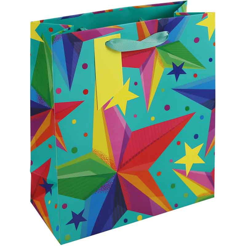 NEON STARS MEDIUM GIFT BAG 6S