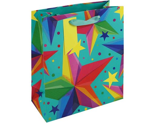 NEON STARS MEDIUM GIFT BAG 6S