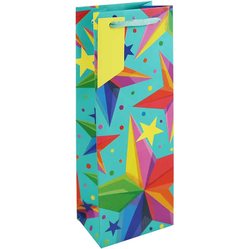 NEON STARS BOTTLE GIFT BAG 6S