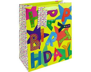 NEON HAPPY BIRTHDAY LARGE GIFT BAG 6S