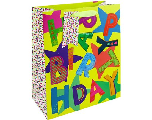 NEON HAPPY BIRTHDAY LARGE GIFT BAG 6S