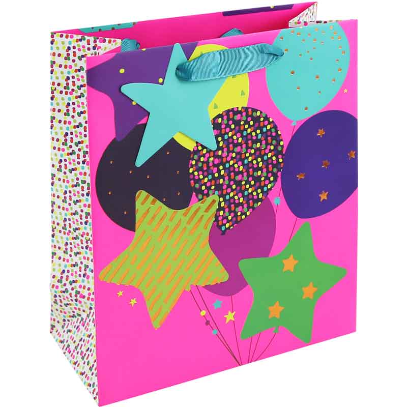NEON BALLOONS MEDIUM GIFT BAG 6S