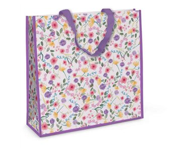 FLORAL SQ PP WOVEN BAG 12S