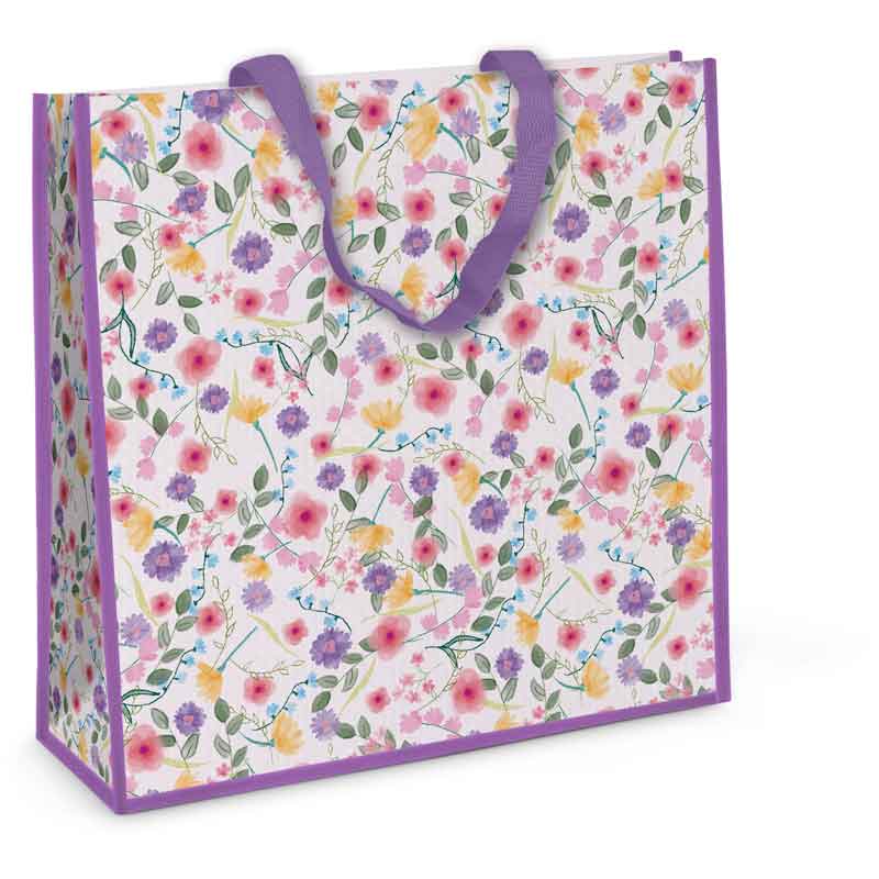 FLORAL SQ PP WOVEN BAG 12S