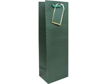 DARK GREEN EMBOSSED BOTTLE BAG 15S