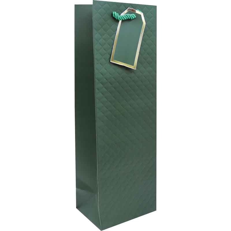 DARK GREEN EMBOSSED BOTTLE BAG 15S