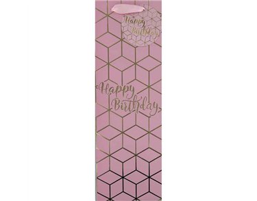 HAPPY BIRTHDAY SQUARES PINK BOTTLE BAG 6S