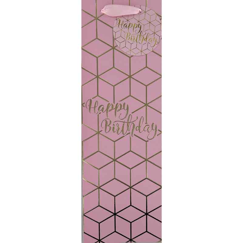 HAPPY BIRTHDAY SQUARES PINK BOTTLE BAG 6S