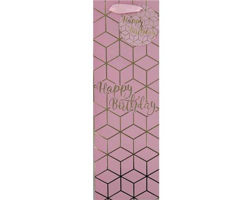 HAPPY BIRTHDAY SQUARES PINK BOTTLE BAG 6S