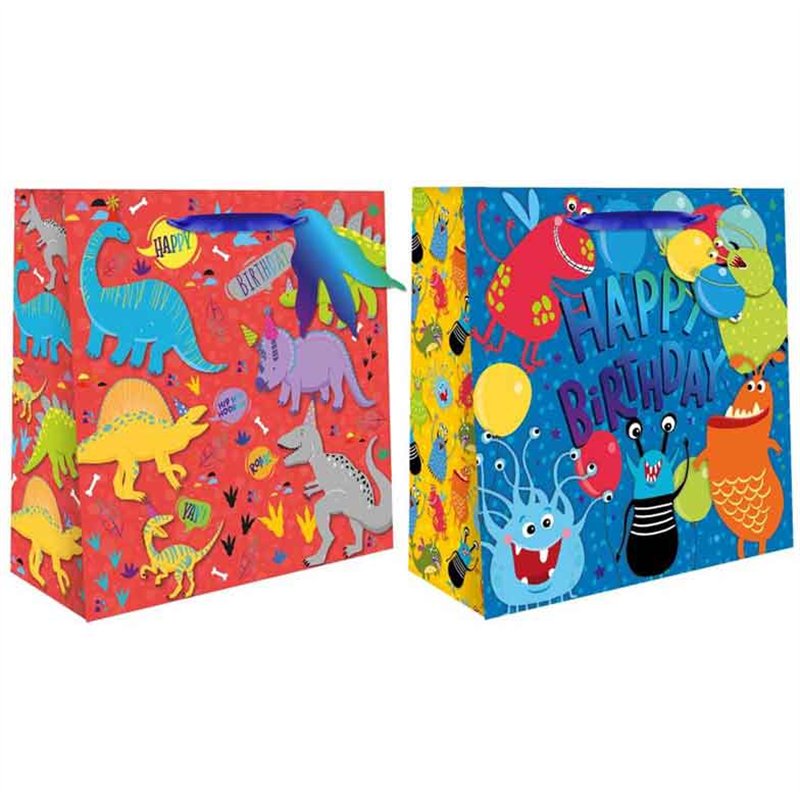 MONSTER / DINO SQUARE JUMBO GIFT BAG 12S