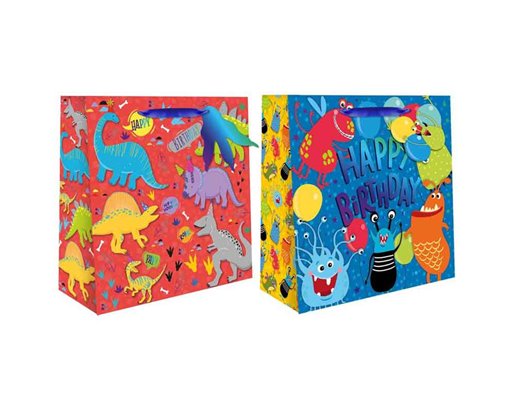 MONSTER / DINO SQUARE JUMBO GIFT BAG 12S