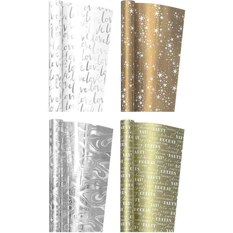 1.5m CELEBRATE FOIL ROLLWRAP 36S