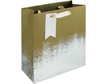 GOLD SILVER DISTRESSED MEDIUM GIFT BAG 6S