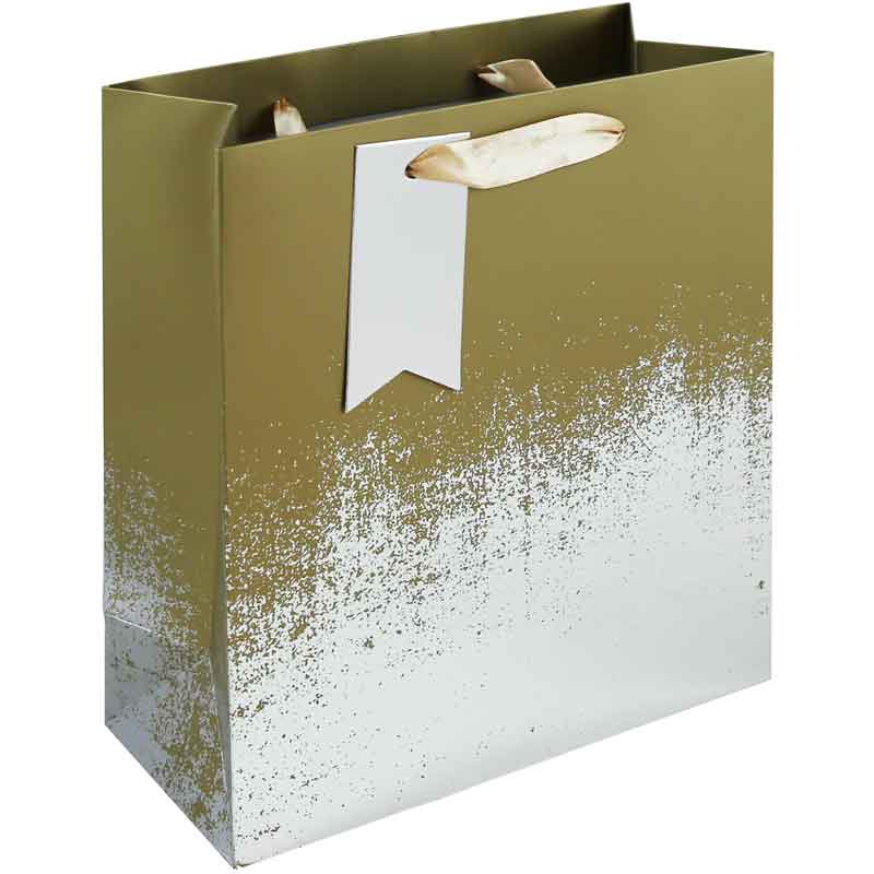 GOLD SILVER DISTRESSED MEDIUM GIFT BAG 6S