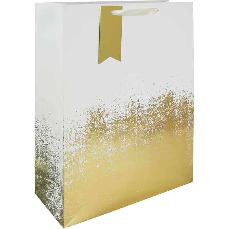 CREAM GOLD DISTRESSED XLG GIFT BAG 6S