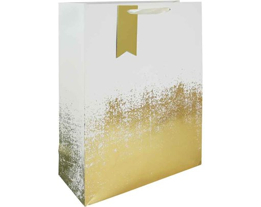 CREAM GOLD DISTRESSED XLG GIFT BAG 6S