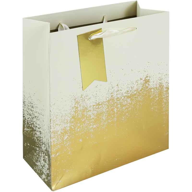 CREAM GOLD DISTRESSED MEDIUM GIFT BAG 6S
