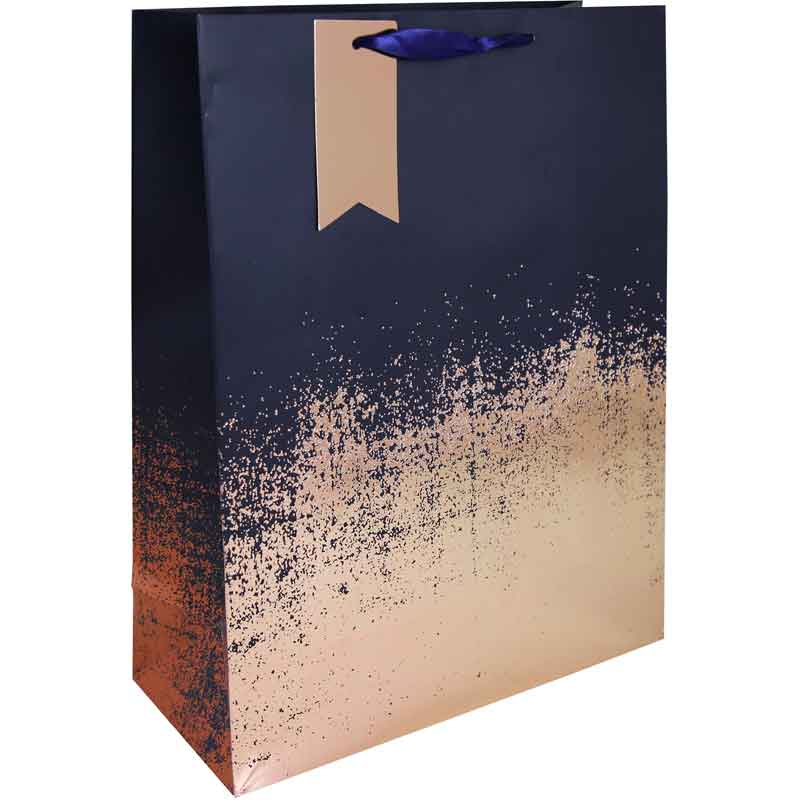 NAVY COPPER DISTRESSED XLG GIFT BAG 6S