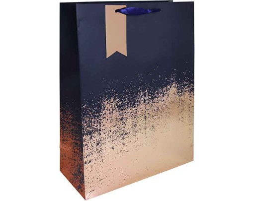 NAVY COPPER DISTRESSED XLG GIFT BAG 6S