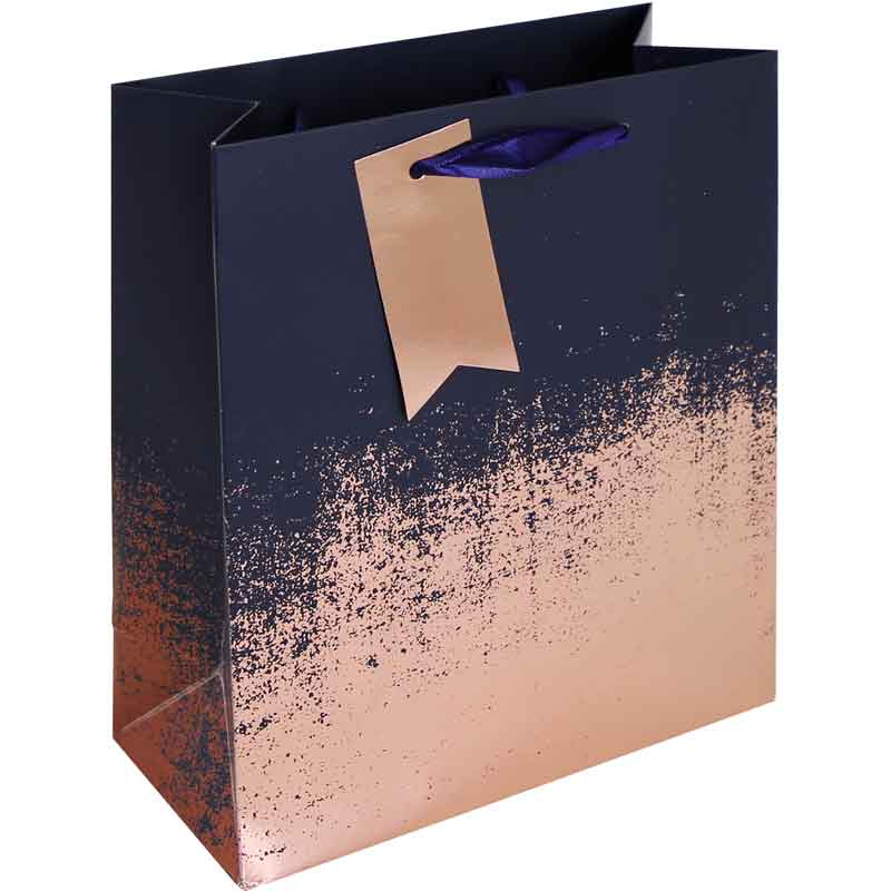 NAVY COPPER DISTRESSED MEDIUM GIFT BAG 6S