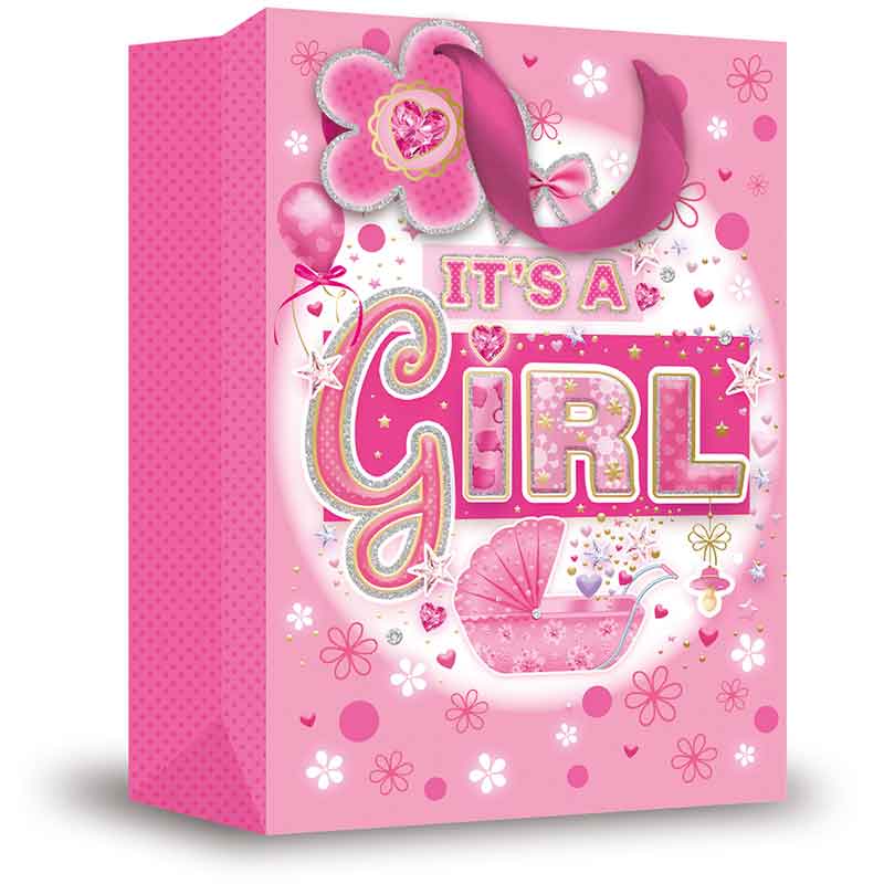 BABY GIRL TRAD XLG GIFT BAG 6S