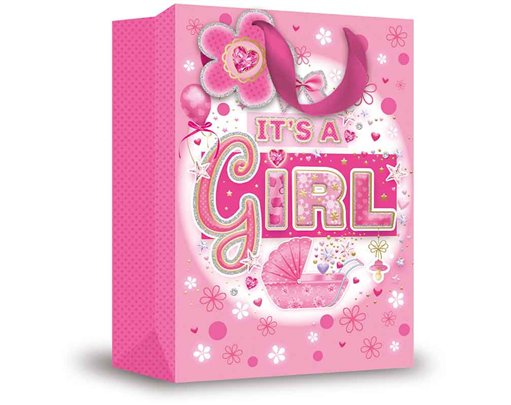 BABY GIRL TRAD XLG GIFT BAG 6S