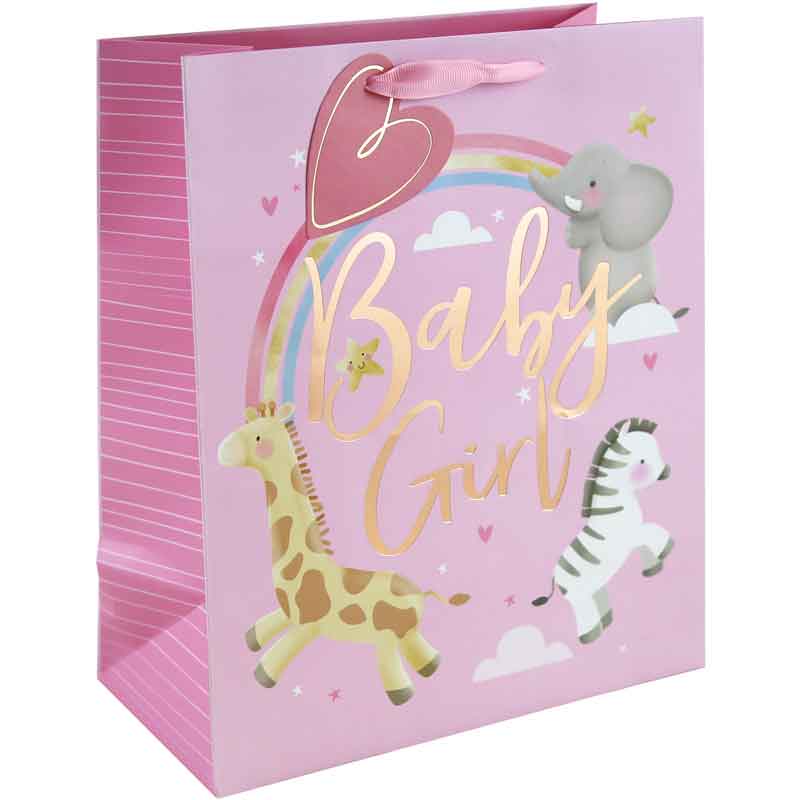 BABY GIRL ANIMALS LARGE GIFT BAG 6S