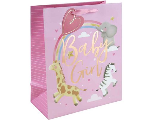 BABY GIRL ANIMALS LARGE GIFT BAG 6S