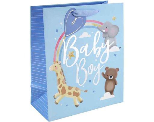 BABY BOY ANIMALS LARGE GIFT BAG 6S