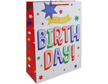HAPPY BIRTHDAY TEXT XLG GIFT BAG 6S