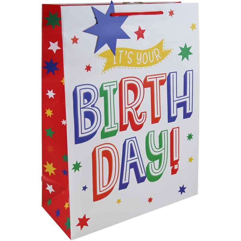 HAPPY BIRTHDAY TEXT XLG GIFT BAG 6S