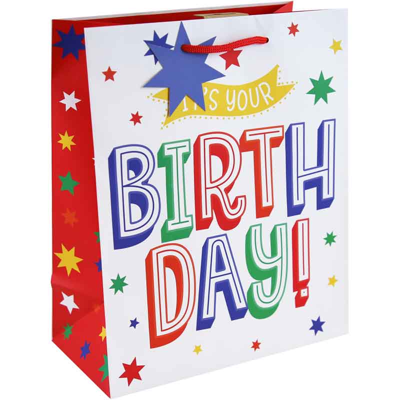 HAPPY BIRTHDAY TEXT LARGE GIFT BAG 6S