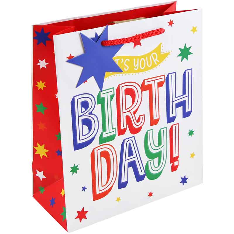 HAPPY BIRTHDAY TEXT MEDIUM GIFT BAG 6S