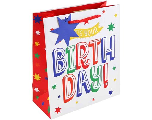HAPPY BIRTHDAY TEXT MEDIUM GIFT BAG 6S