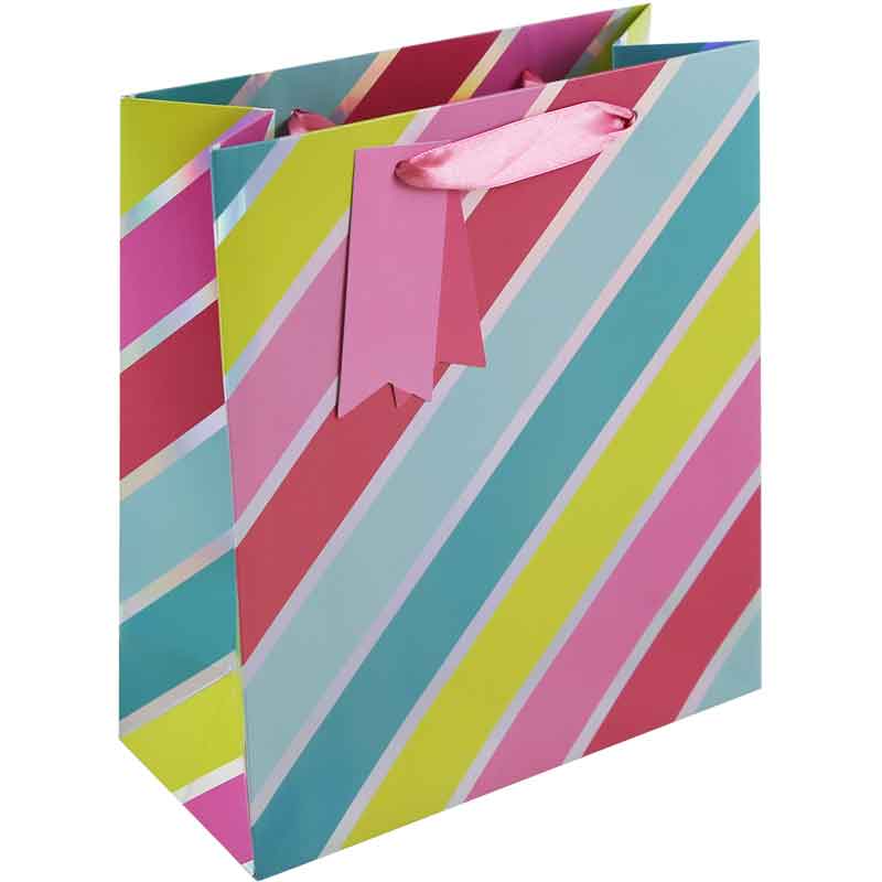 HOLO STRIPES MEDIUM GIFT BAG 6S