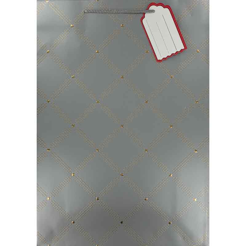SILVER EMBOSSED XLG GIFT BAG 6S