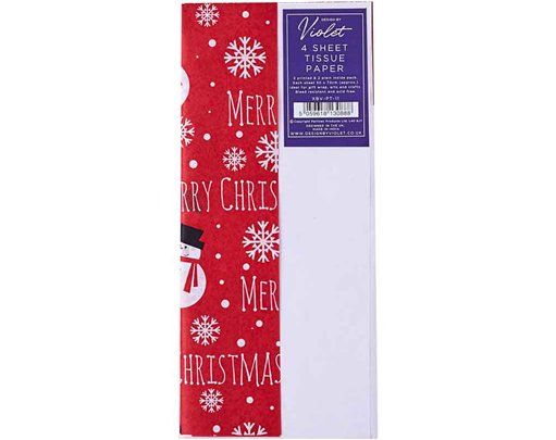 4PC RED SNOWMAN PRINTED TISSUE SHEETS 12S
