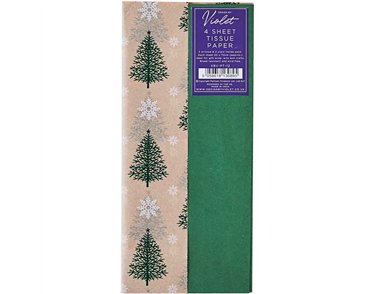 4PC GREEN TREE PRINTED TISSUE SHEETS 12S