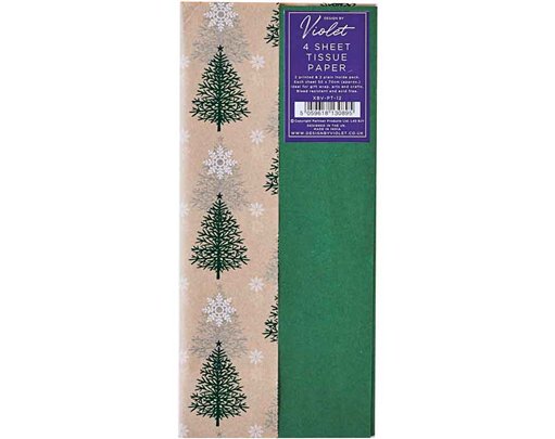 4PC GREEN TREE PRINTED TISSUE SHEETS 12S