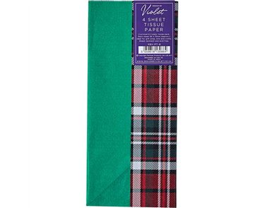 4PC TARTAN PRINTED TISSUE SHEETS 12S