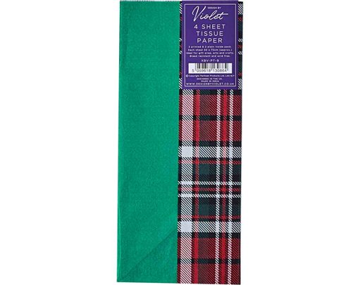 4PC TARTAN PRINTED TISSUE SHEETS 12S