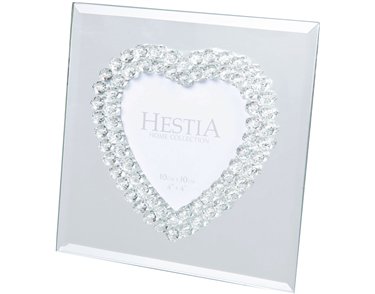 4x4in MIRROR GLASS CRYSTAL HEART PHOTO FRAME