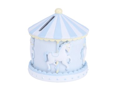 11cm BLUE BABY CAROUSEL MONEY BOX