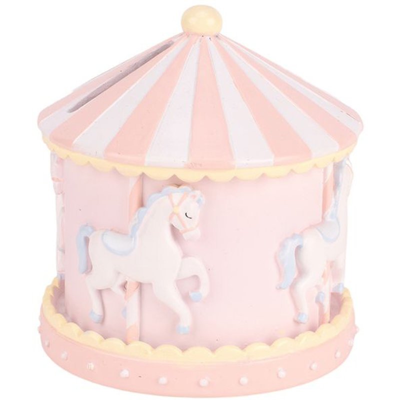 11cm PINK BABY CAROUSEL MONEY BOX