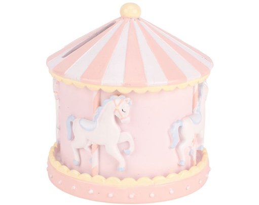11cm PINK BABY CAROUSEL MONEY BOX