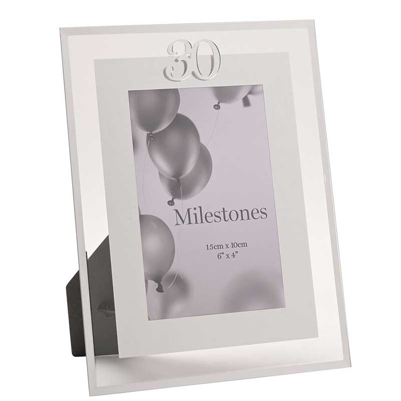 4x6in MILESTONES 30 MIRROR BORDER FRAME