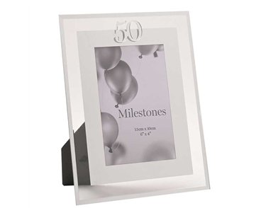 4x6in MILESTONES 50 MIRROR BORDER FRAME