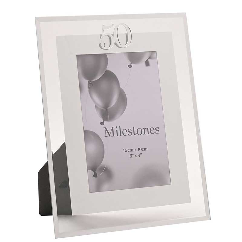 4x6in MILESTONES 50 MIRROR BORDER FRAME